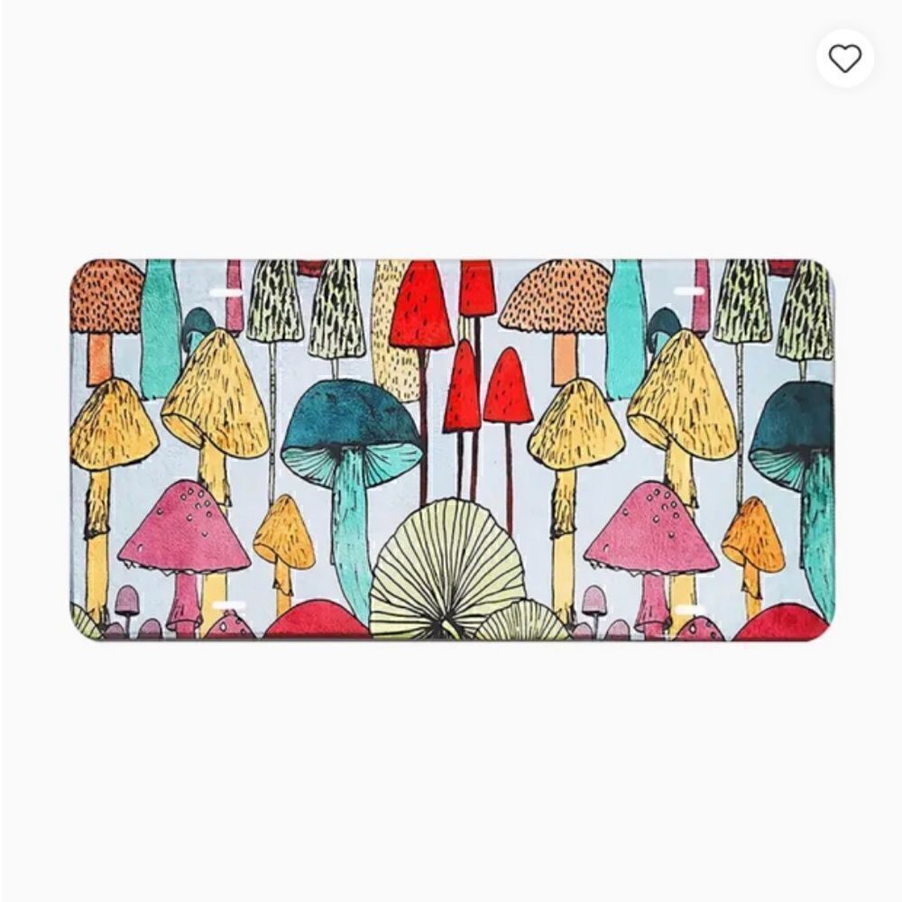 NEW! Retro Trendy Metal Mushroom License Plate Sign Wall Decor Car Signage